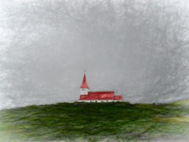 Arte digital titulada "Chapel on the Hill" por Jokannan, Obra de arte original, Pintura Digital
