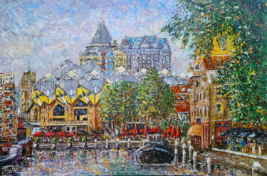 Pintura titulada "Rotterdam Oude Have…" por Joke Bennis, Obra de arte original, Oleo Montado en Bastidor de camilla de madera