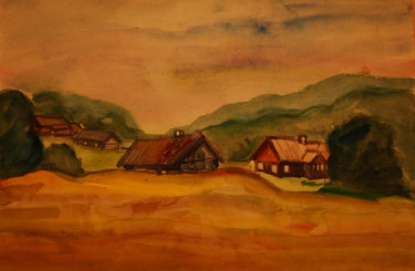 Painting titled "rye field" by Angelė Drėgvienė, Original Artwork, Watercolor