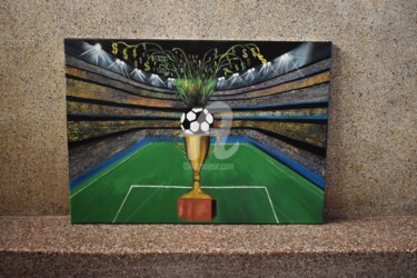 Painting titled "painting football w…" by Joky, Original Artwork, Oil