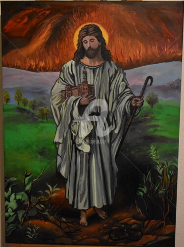 Peinture intitulée "peinture jesus le s…" par Joky, Œuvre d'art originale, Huile