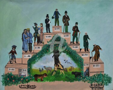 Картина под названием "Vie d'humanitaire,…" - Joky, Подлинное произведение искусства, Масло