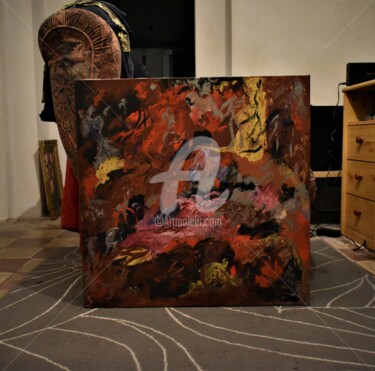Картина под названием "tableau abstraite,…" - Joky, Подлинное произведение искусства, Масло