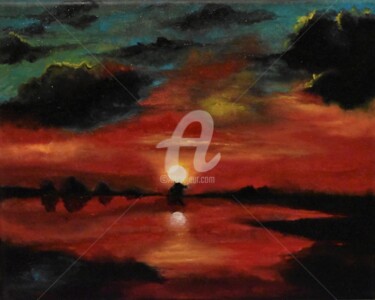 Pintura titulada "coucher de soleil o…" por Joky, Obra de arte original, Oleo