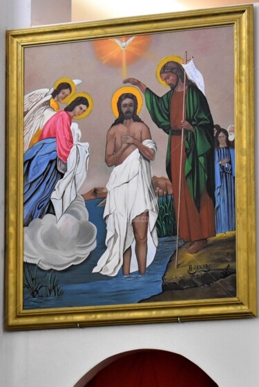 Картина под названием "Baptism of jesus pa…" - Joky, Подлинное произведение искусства, Масло