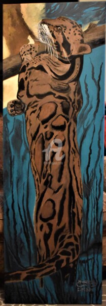 Schilderij getiteld "Jaguar painting (v2…" door Joky, Origineel Kunstwerk, Olie
