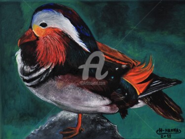 Painting titled "Duck painting, by j…" by Joky, Original Artwork, Oil