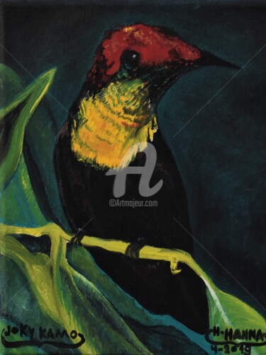 Картина под названием "Painting Colibri Bi…" - Joky, Подлинное произведение искусства, Масло