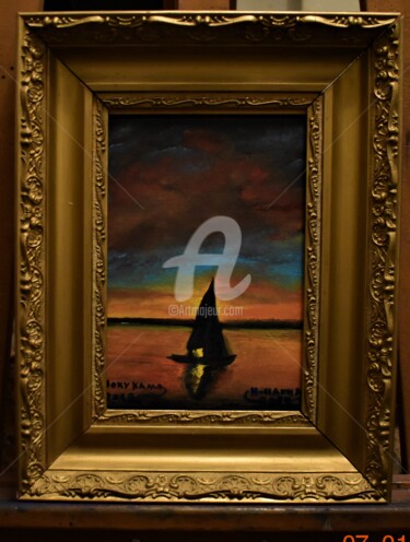 Schilderij getiteld "Sunset painting in…" door Joky, Origineel Kunstwerk, Olie