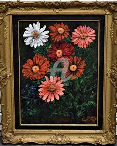 Pittura intitolato "flowers painting, b…" da Joky, Opera d'arte originale, Olio