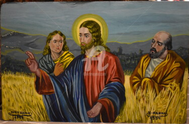Painting titled "Painting of jesus i…" by Joky, Original Artwork, Oil