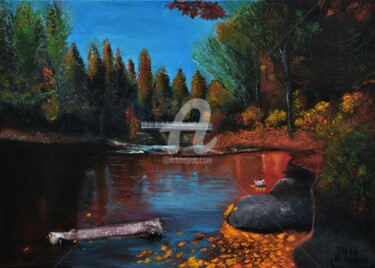 Malerei mit dem Titel "Landscape autumn pa…" von Joky, Original-Kunstwerk, Öl