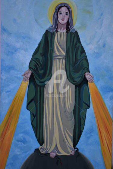 Painting titled "Virgin mary paintin…" by Joky, Original Artwork, Oil
