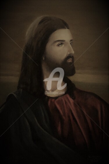 Peinture intitulée "Portrait of jesus,…" par Joky, Œuvre d'art originale, Huile
