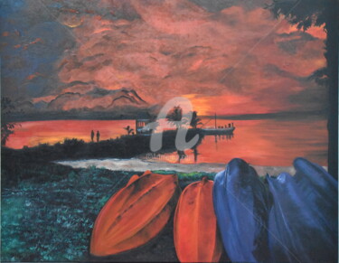 Pintura intitulada "peinture paysage co…" por Joky, Obras de arte originais, Óleo