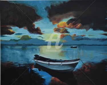 Pittura intitolato "peinture paysage co…" da Joky, Opera d'arte originale, Olio