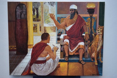 Peinture intitulée "roi de babylon" par Joky, Œuvre d'art originale, Huile