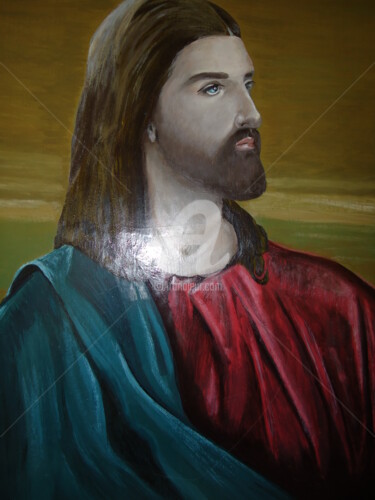 Malerei mit dem Titel "Jésus peinture à l'…" von Joky, Original-Kunstwerk, Öl