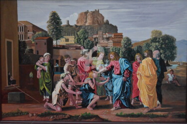 Pintura titulada "Jesus peinture à l'…" por Joky, Obra de arte original, Oleo