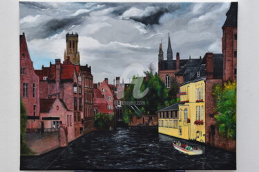 Peinture intitulée "villes Bruges" par Joky, Œuvre d'art originale, Huile