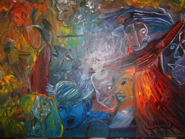 Картина под названием "peinture abstrait" - Joky, Подлинное произведение искусства, Масло