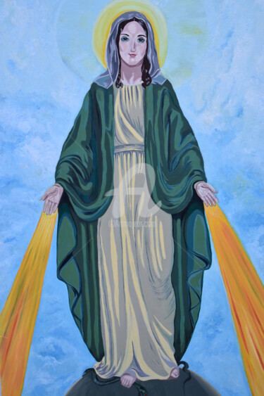 Pintura intitulada "saint vierge marie" por Joky, Obras de arte originais, Óleo