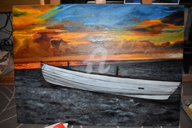 Peinture intitulée "coucher de soleil p…" par Joky, Œuvre d'art originale, Huile
