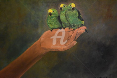 绘画 标题为“peinture oiseaux Pe…” 由Joky, 原创艺术品, 油