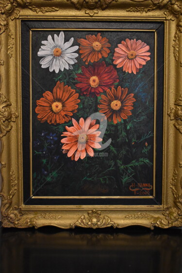 Painting titled "peinture fleur" by Joky, Original Artwork, Oil