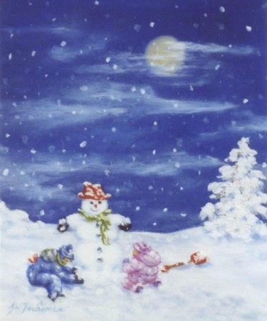 Peinture intitulée "9 - Neige Étoilée…" par Jola, Œuvre d'art originale, Huile
