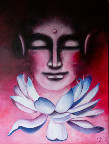 Painting titled "calming-lotus.jpg" by Jolan, Original Artwork