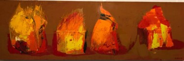 Peinture intitulée "ogień" par Jolanta Caban, Œuvre d'art originale, Huile