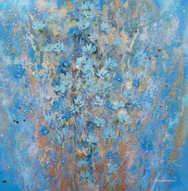 Peinture intitulée "Blue rhapsodia II" par Jolanta Frankiewicz, Œuvre d'art originale, Acrylique Monté sur Châssis en bois