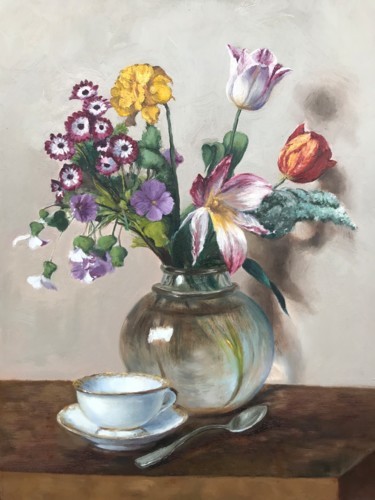 Картина под названием "Flower still life" - Jolanta Limonada, Подлинное произведение искусства, Масло
