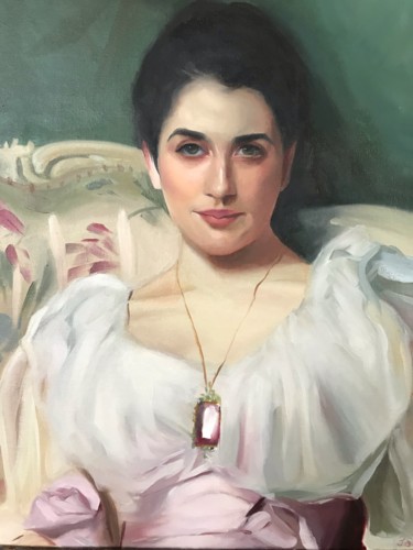 Painting titled "Detail of Lady Agnew" by Jolanta Limonada, Original Artwork, Oil