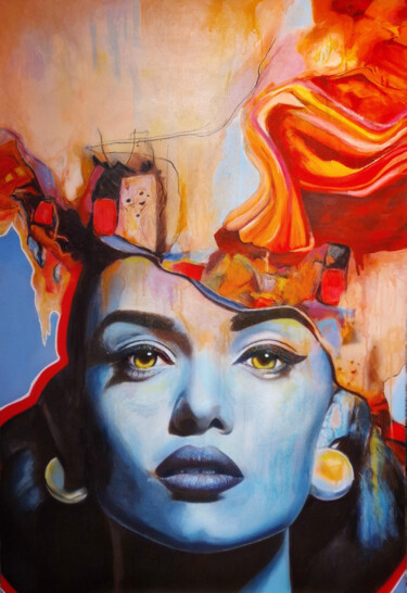 Картина под названием "Detremined" - Jolanta Rabenstein, Подлинное произведение искусства, Акрил Установлен на Деревянная ра…