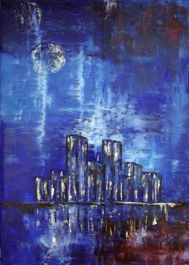 Картина под названием "BUILDINGS" - Jolawa, Подлинное произведение искусства, Масло