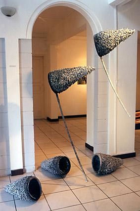 Sculpture titled "les filets" by Jean-Claude Jolet, Original Artwork, Metals