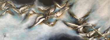 Картина под названием "Wings up in the sky" - Jolic, Подлинное произведение искусства, Акрил Установлен на Деревянная рама д…