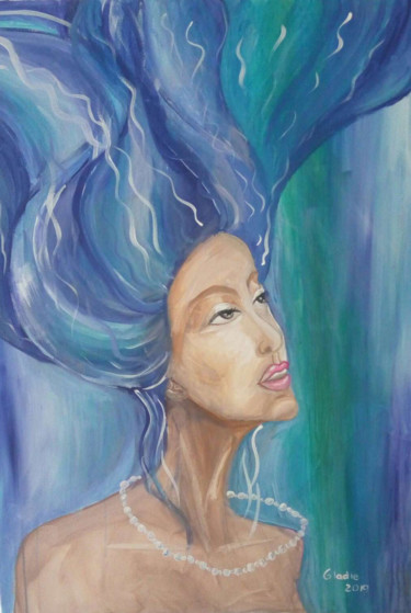 Painting titled "sea spirit" by Olga Gladie, Original Artwork, Acrylic