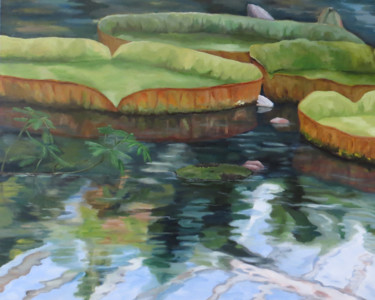 Schilderij getiteld "reuzewaterlelies-va…" door Jolie Art, Origineel Kunstwerk, Acryl