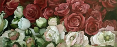 Painting titled "sweet-roses-40x100.…" by Jolie Art, Original Artwork, Acrylic