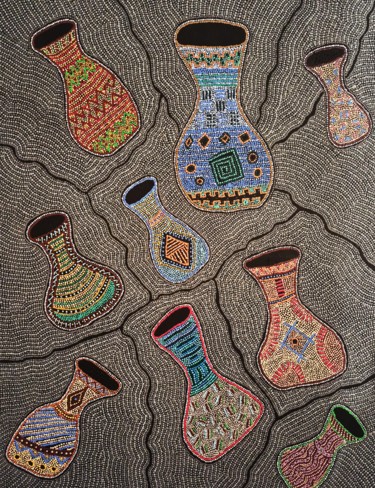 Peinture intitulée "Pots Magique dans l…" par Jomara Hamzo, Œuvre d'art originale, Acrylique