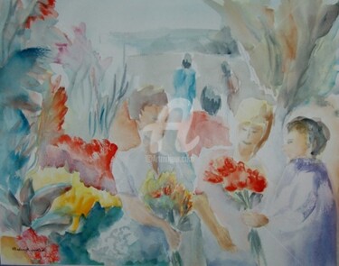 Peinture intitulée "La fleuriste" par Jomaray, Œuvre d'art originale