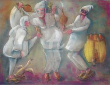 Peinture intitulée "carnaval-a-limoux.j…" par Jomaray, Œuvre d'art originale, Pastel
