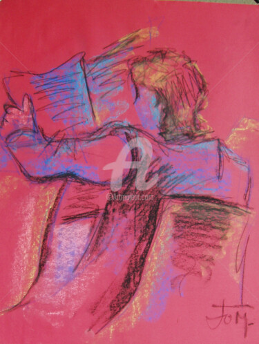 Peinture intitulée "la-lecture.jpg" par Jomaray, Œuvre d'art originale, Pastel