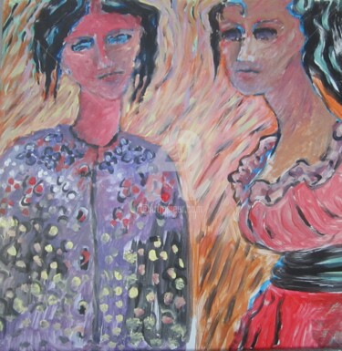 Peinture intitulée "Les deux femmes" par Jomaray, Œuvre d'art originale, Acrylique