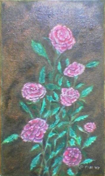 Painting titled "Flower1" by Jo Mari, Original Artwork, Oil