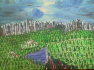 Painting titled "Pinetree II" by Jo Mari, Original Artwork, Oil
