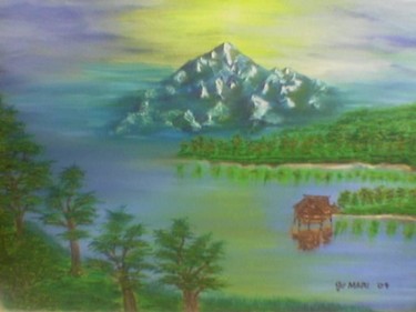 Painting titled "Mountain I" by Jo Mari, Original Artwork, Oil